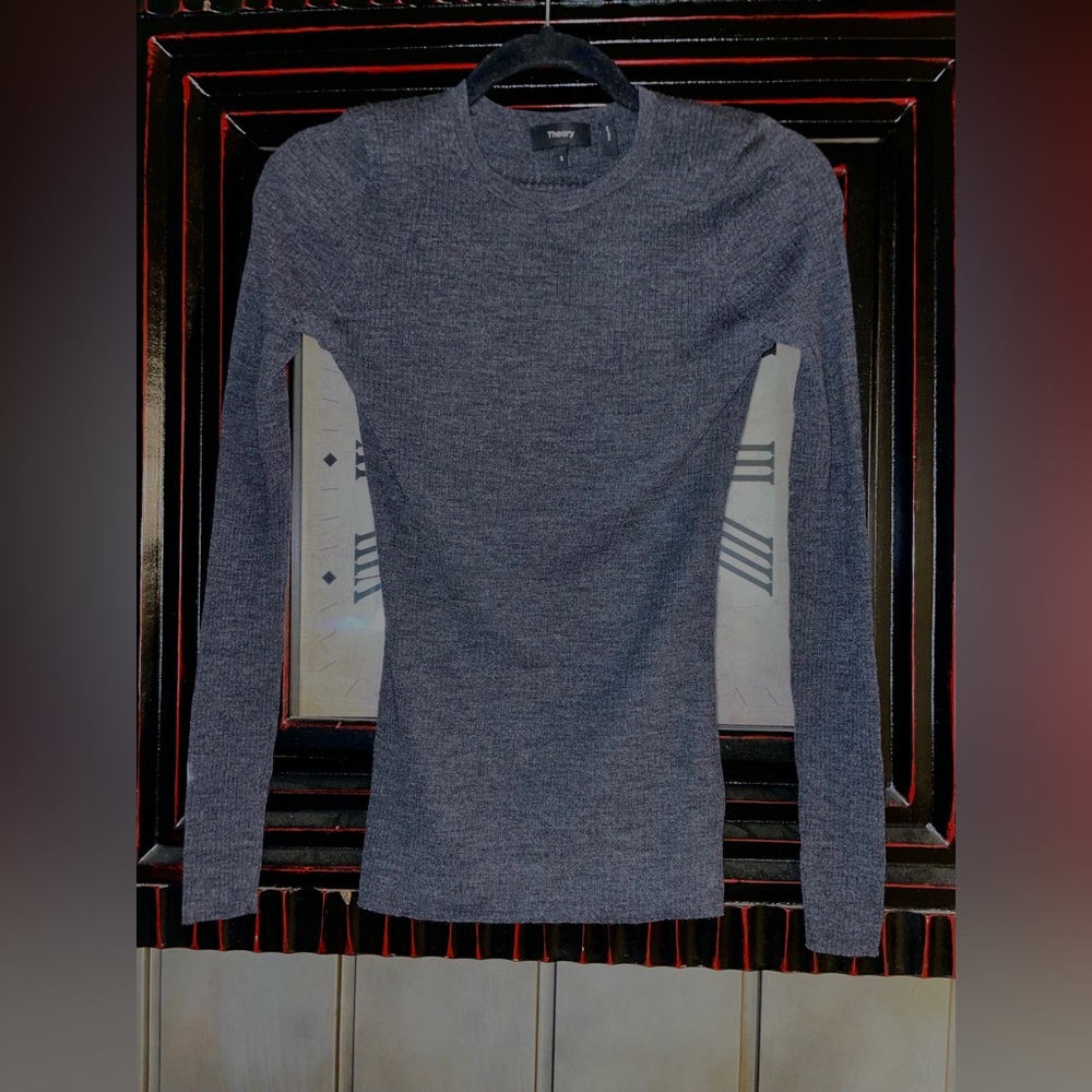 Women’s Theory Charcoal Long Sleeve Sweater - Picture 4 of 4